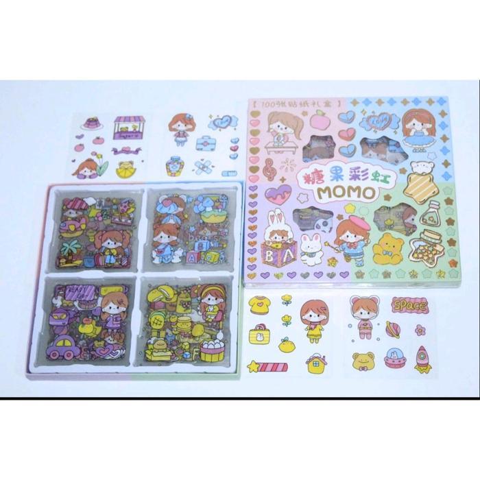 1 Pack 100pcs Sticker Momo Aesthetic Stiker Buku Diary Tumbr Botol Lucu Imut Waterproof