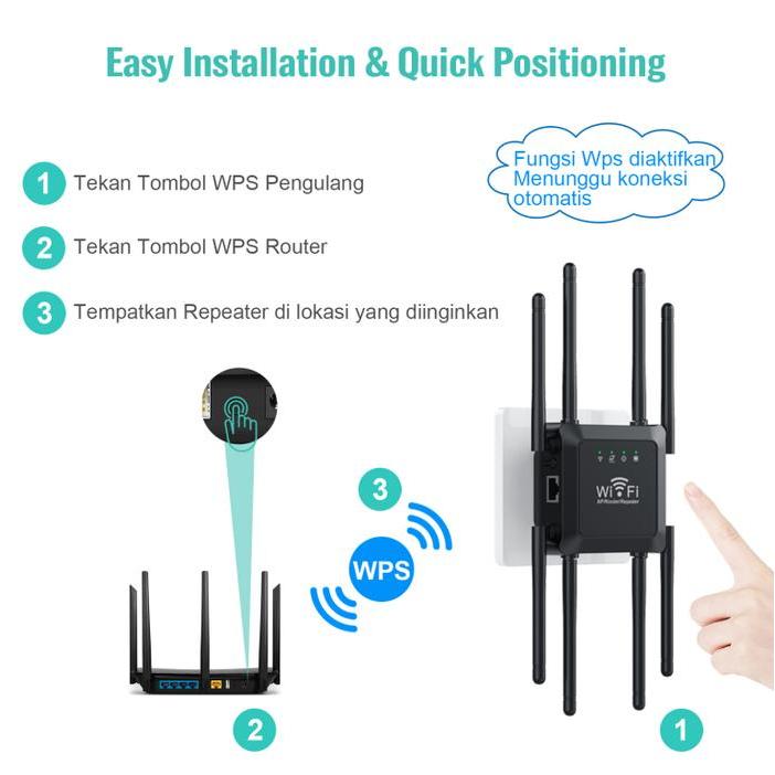CodManfen Penguat Router Nirkabel Pengulang U18-300M 2.4G Frekuensi Kerja 8 Antena Repeater