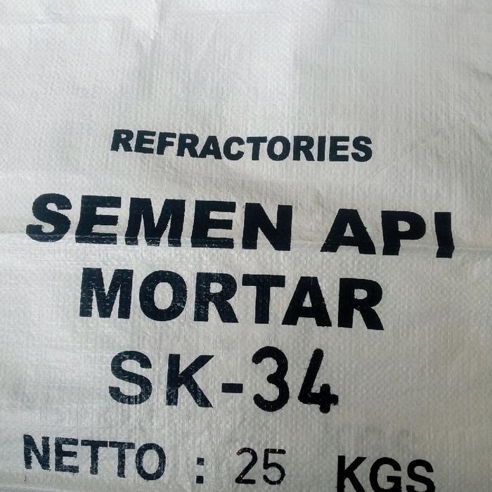 SEMEN API MORTAR SK-34 25 Kg Refractory Mortar Perekat Bata Api Tahan Panas 1400C Max Tebal 3mm
