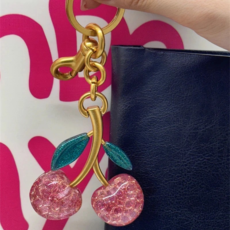 Five Different Styles Crystal Cherry Charm Pendant For Coach Bag Women's Handbag Shoulder Bags