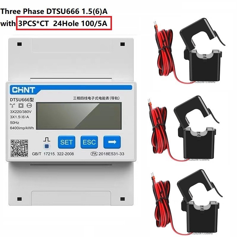 CHINT DDSU666 DTSU666 80A SINGLE THREE PHASE MODBUS RS485 BI-DIRECTIONAL SMART ENERGY POWER KWH