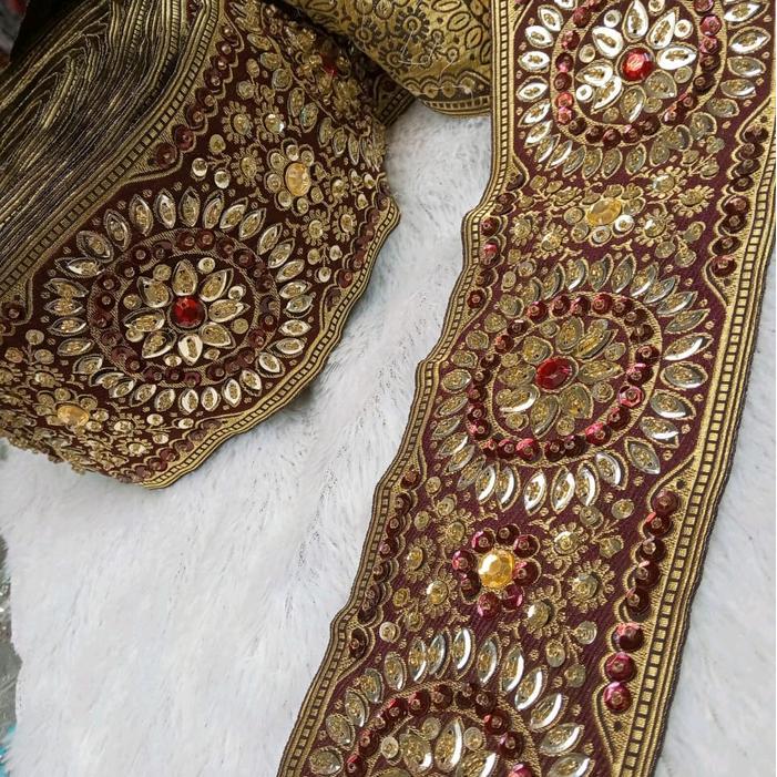 Ready Renda Bordir Full Payet Lebar 10Cm