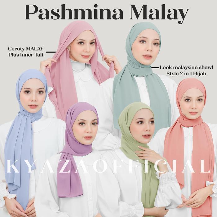 Pashmina instant Malay Tieback Tali Belakang, Pashmina Malay Tali ceruty jilbab Pad Panjang Soft