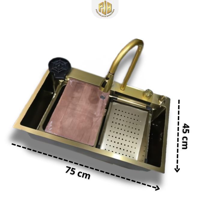 KITCHEN SINK MODREN 7545 GOLD / KITCHEN SINK GOLD 7545 WATERFAL KRAN SET