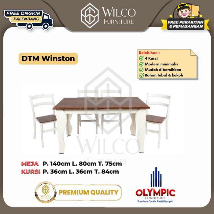 Meja Makan Olympic Minimalis DTM Winston / Meja Makan Kayu 4 Kursi
