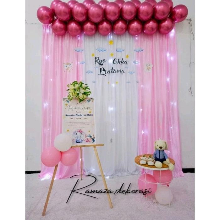 DEKORASI BACKDROP BALON CHROME SYUKURAN TASYAKURAN AQIQAH Anak