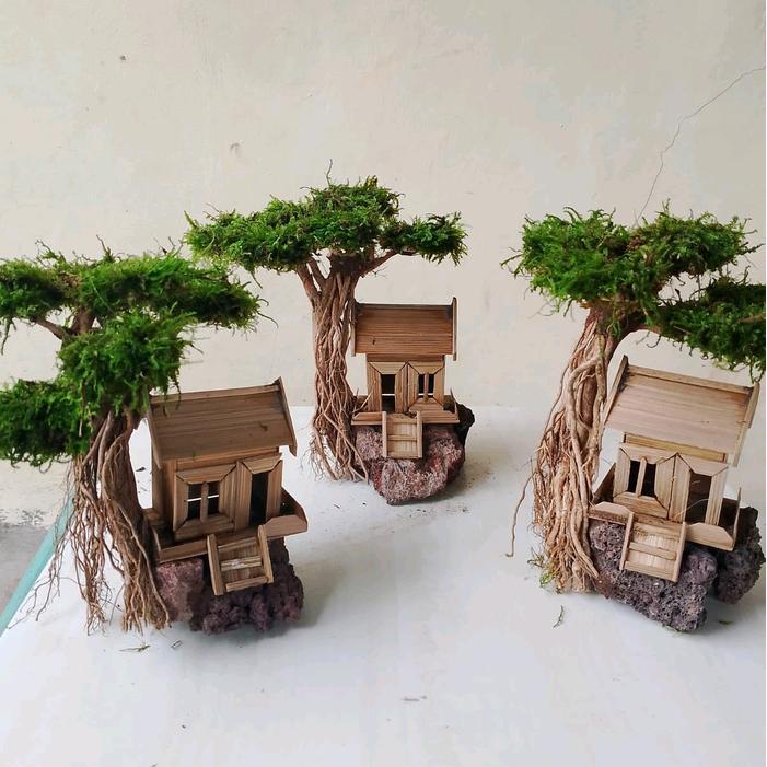 miniatur bonsai rumah mini hiasan aquarium