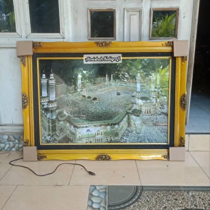 Hiasan Dinding Ka'bah Makkah LAMPU & MP3 MUROTTAL 125x85cm. Islami Mewah Ada Lampunya