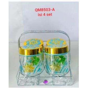 TOPLES KACA SET 4 TOPLES MOTIF BUNGA TIMBUL
