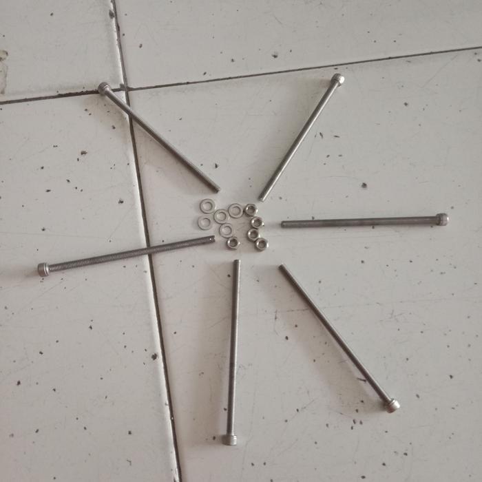 baut L only, stainless m5x100,isi 3pc,kunci 8