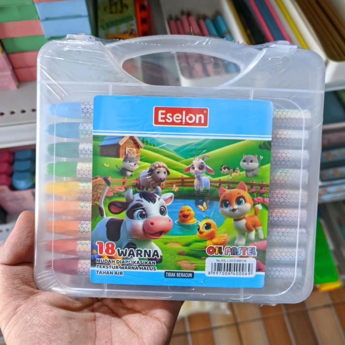 Crayon Oil Pastel Eselon 18 Warna Crayon Anak Sekolah TK SD Crayon Gambar Murah Berkualitas