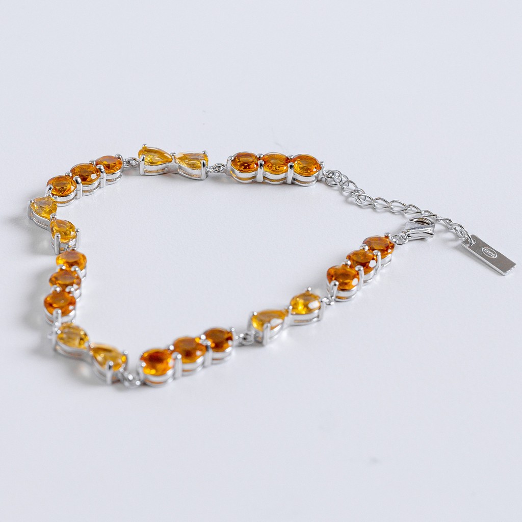 Citrine Soleil Bracelet Natural Gemstone | Gelang Silver 925 Rhodium Plated by Gemarae