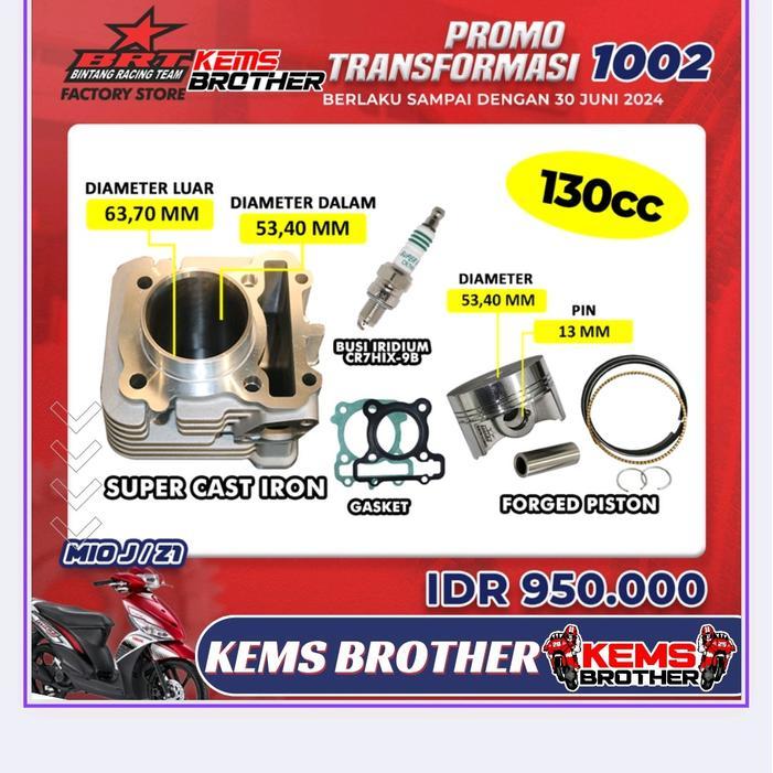 Blok Bore Up injeksi Casting Iron 130cc & 150cc BRT Original - Untuk Mio J, Jupiter Z1, XRide, Fino 