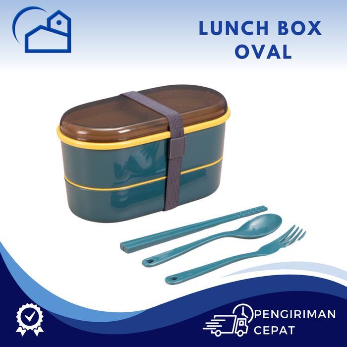 HOMESTATION - Lunch Box 2 Susun Tempat Makan Susun 2 Sekat Free Sendok Garpu Lunch Box Bento 2 Susun
