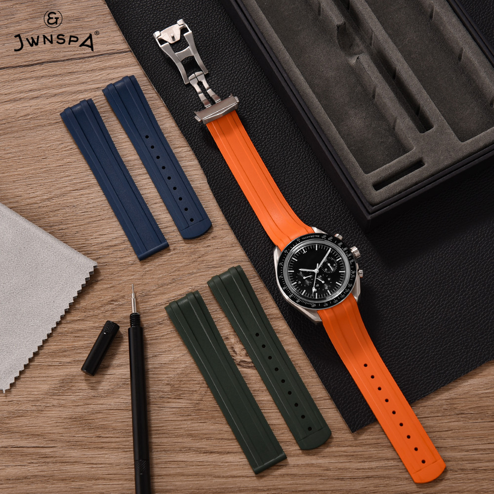 JWNSPA For Original Design 20mm Omega Seamaster 300 Rubber Strap FDA-Approved Fluoroelastomer