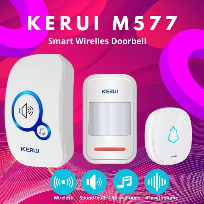 Kerui Alarm Bel Rumah Wireless Bel Pintu Kerui M577 Sensor Gerak Welcome Bell
