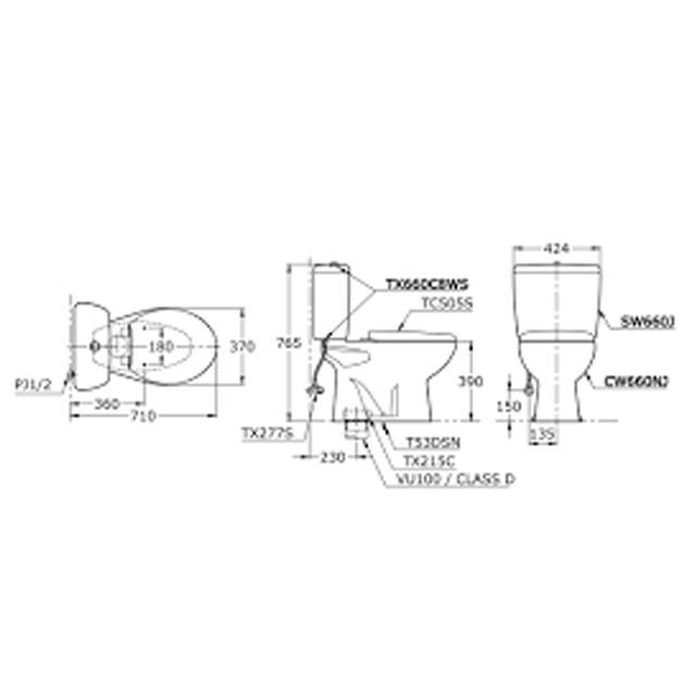 CW 660 J KLOSET DUDUK TOTO 23 CM DUAL FLUSH ( BANDUNG ONLY )