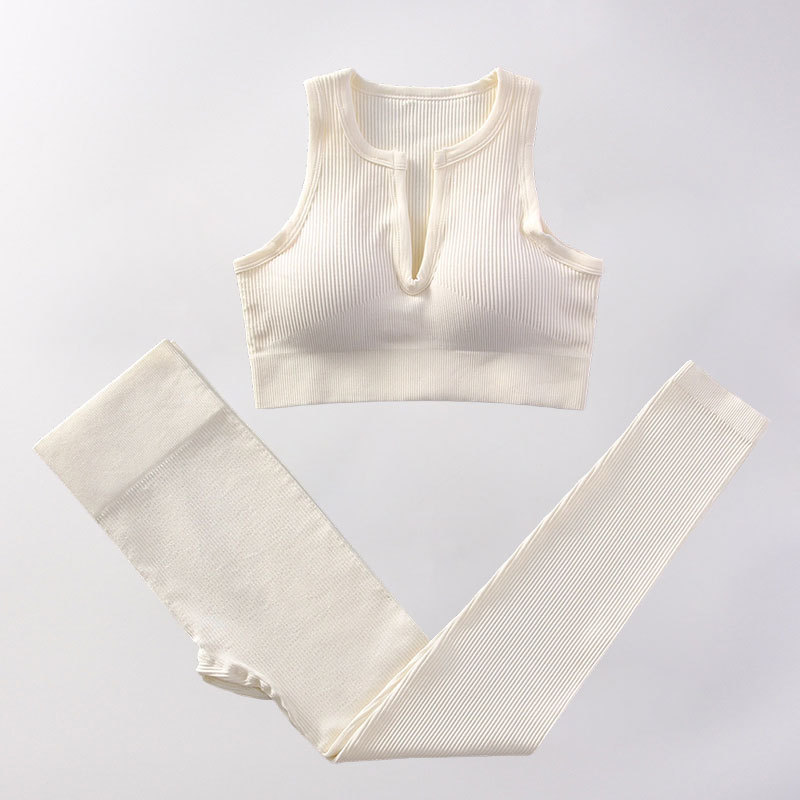 Women's Ribbed Gym Suits Yoga Pants Women Fitness Wear Sports Bra Running Exercise Workout Set Women