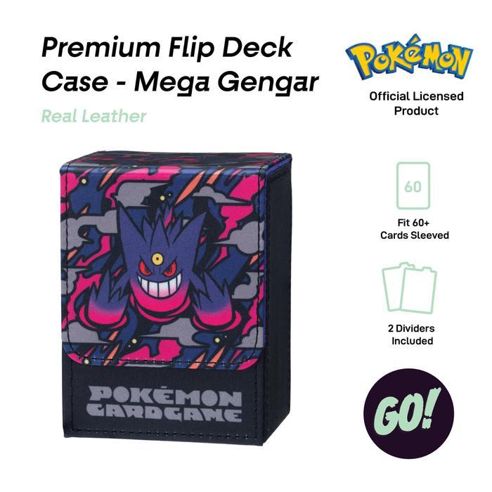 Mega Gengar - Premium Flip Deck Case - Leather Deck Case Box Storage TCG Pokemon Kotak Penyimpanan