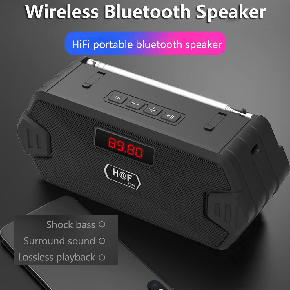 Bass Hifi Outdoor Portable Aux Wireless Bluetooth Speaker Radio FM Receiver Music Sound Box