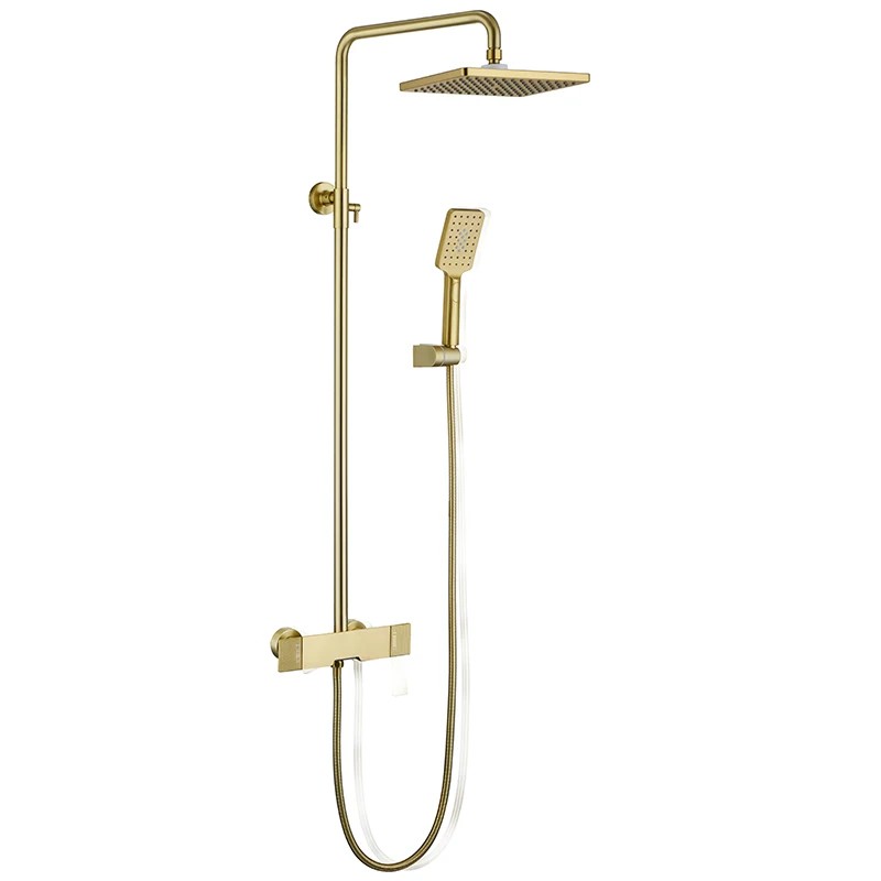 Brush Gold Shower Set Big Luxury Gold Shower Head Faucet Bathroom Wall Gold Shower Mixer Hot and