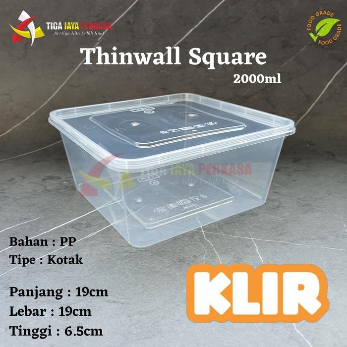 Ready Thinwall Square 2000Ml Klir / Kotak 2000 Ml / Thinwall Square 25Pcs