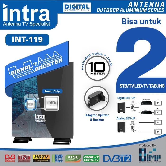 Terlaris Intra Antena Tv Luar & Dalam Intra Int-119 Analog & Digital Bisa 2 Tv Antena Digital Antena