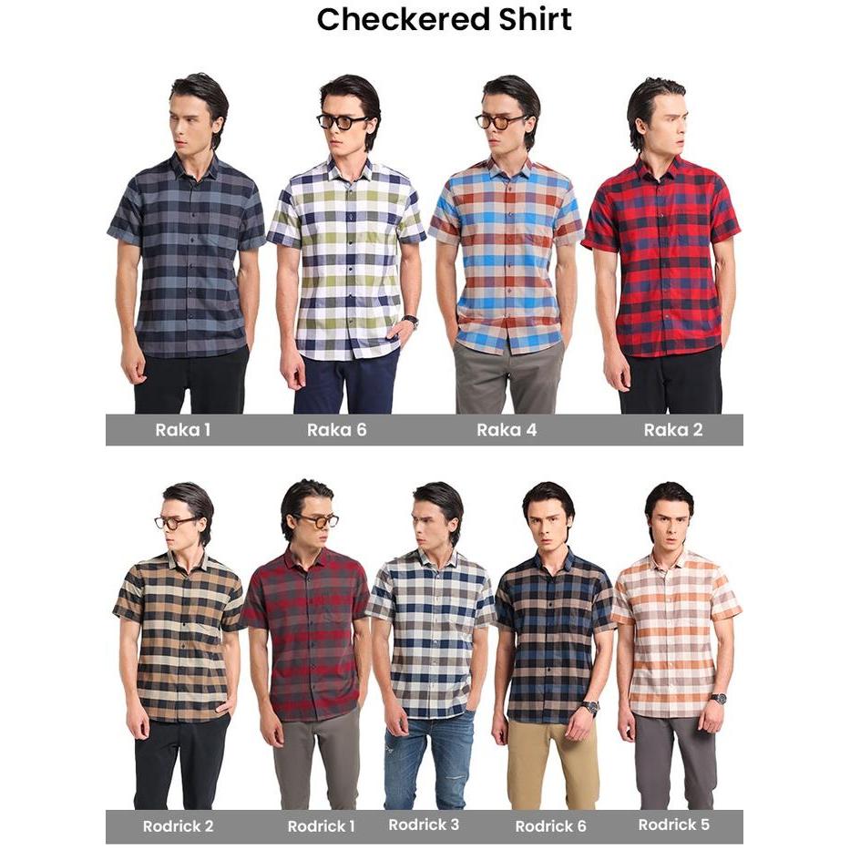 TERBARU MANZONE - Kemeja Lengan Pendek Best Seller Motif Kotak-Kotak Rodrick Raka G00D QUALITY
