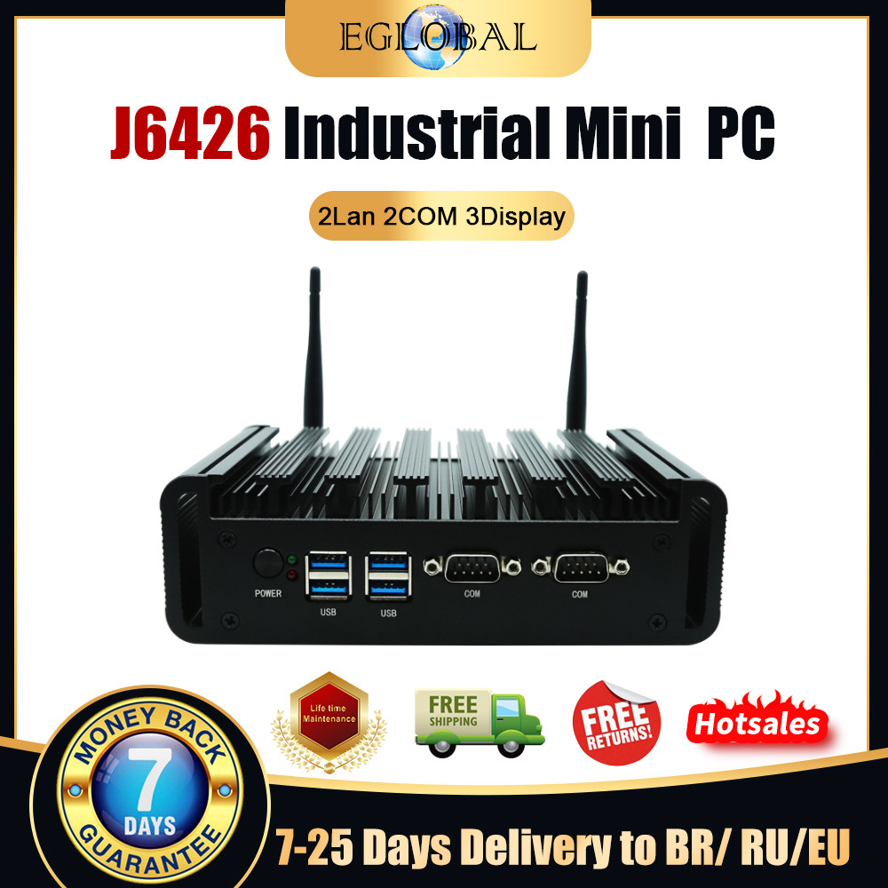 . Eglobal Industrial Fanless Mini Pc J6426 Pentium Computer Win10 -