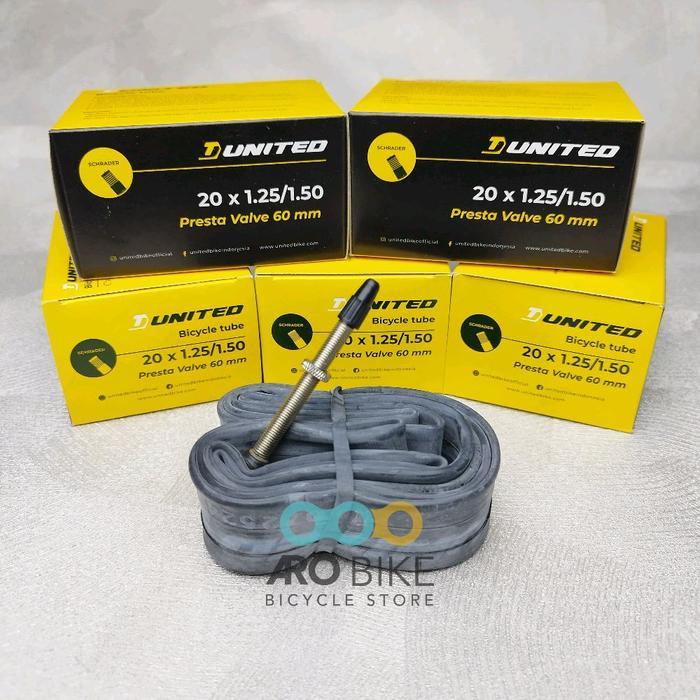 Ban Dalam Sepeda United 20 X 1.25/1.50 Presta Valve Fv 60Mm Pentil Kecil Ban Dalam Sepeda Lipat Mini