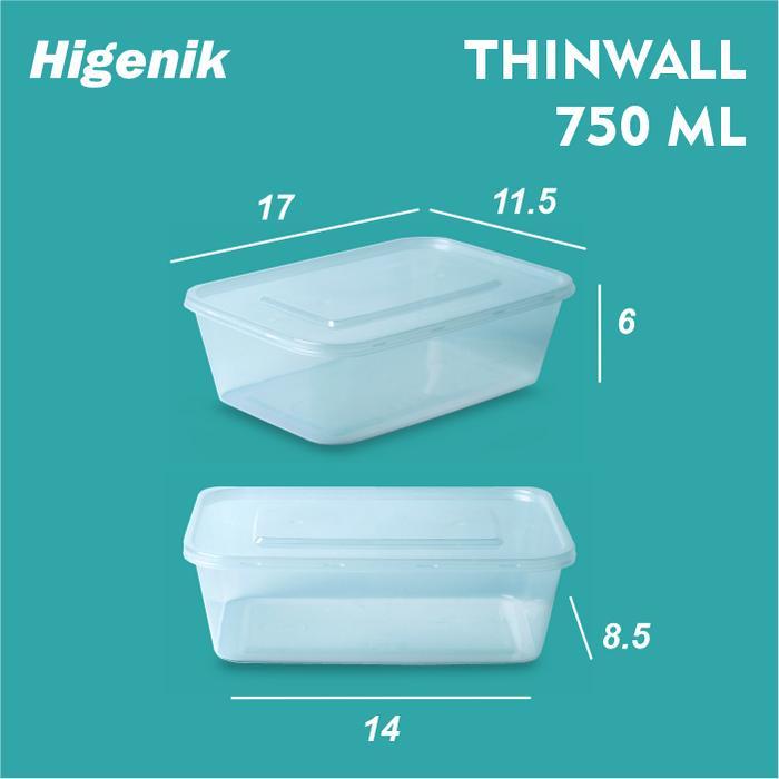 Thinwall 750 Ml / Food Container Box / Kotak Makan Plastik / Mika Box Terlaris