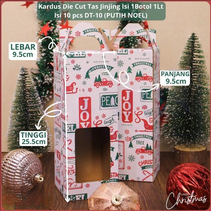 KARDUS TENTENG BOTOL 1 LITER MOTIF PUTIH NOEL BOX PARCEL NATAL CHRISTMAS