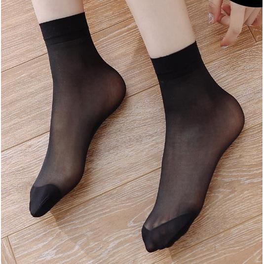 Stoking Pendek Wanita Kaos Kaki Stoking Tipis Transparan Cewek Stocking Ankle Warna Kulit dan Hitam