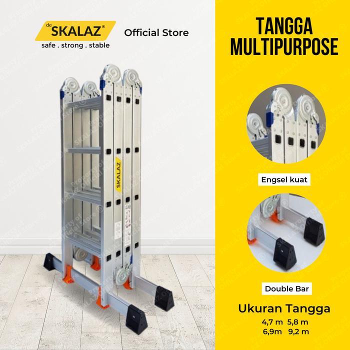 Tangga Multifungsi Aluminium 4,58 mtr Merk SKALAZ