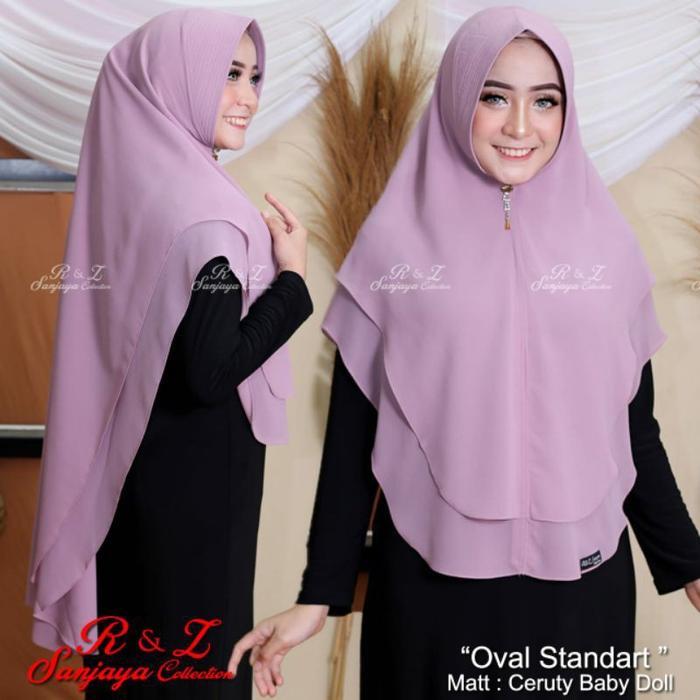 Hijab Khimar Syari Ceruti 2 Layer Oval Standar