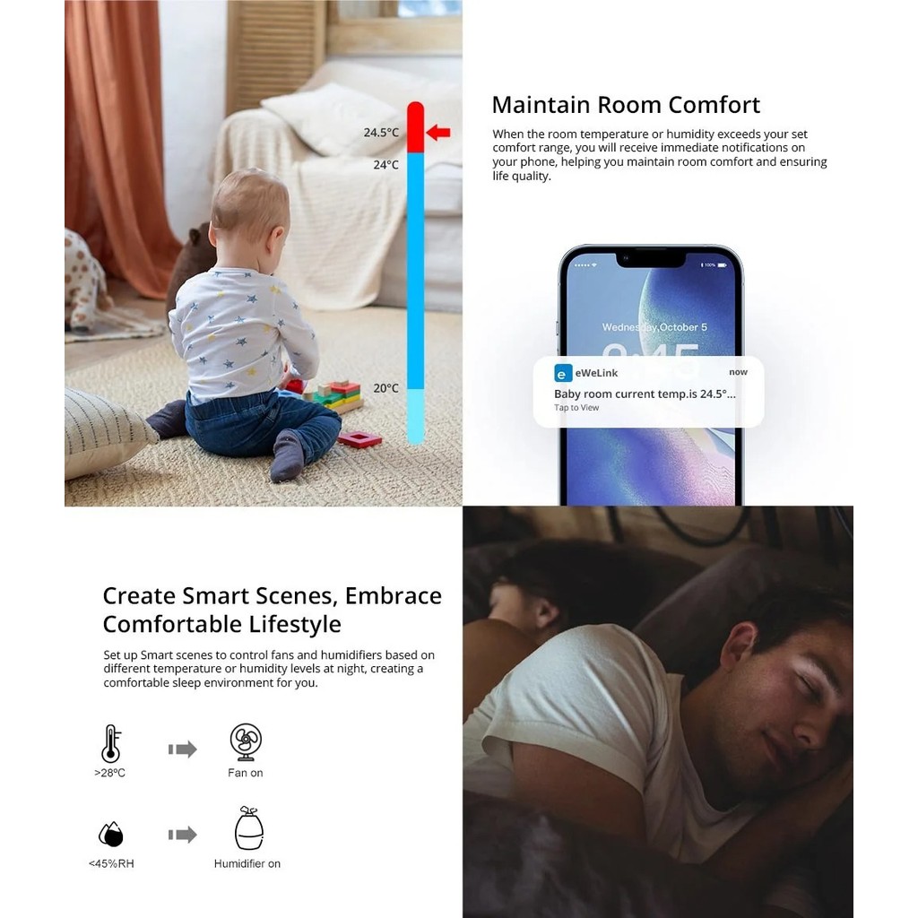 SONOFF SNZB-02P SNZB 02P Zigbee Temperature and Humidity Sensor Sonoff ZB Bridge-P Smart Home