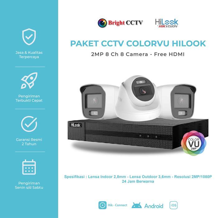 Paket Cctv Colorvu Hilook 2Mp 8Ch 8 Camera By Hikvision