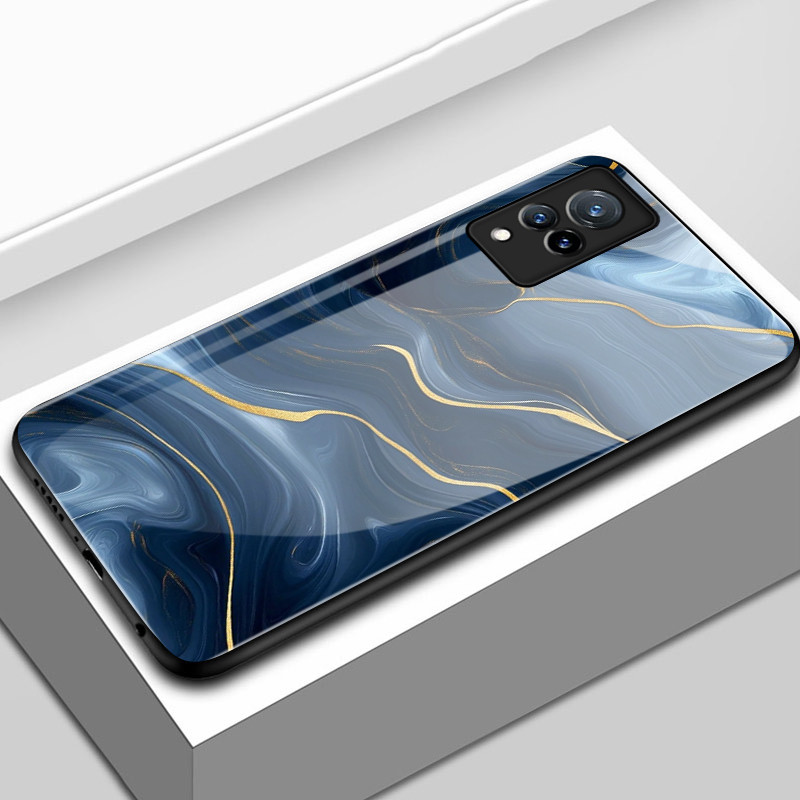 Casing Hp Untuk VIVO V21 5G V21s 5G V21 4G V21E 4G Y73 Case Casing pola Mist Biru dan Emas Kasing HP