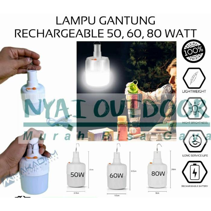 lampu bohlam gantung emergency camping tenda outdoor charger usb