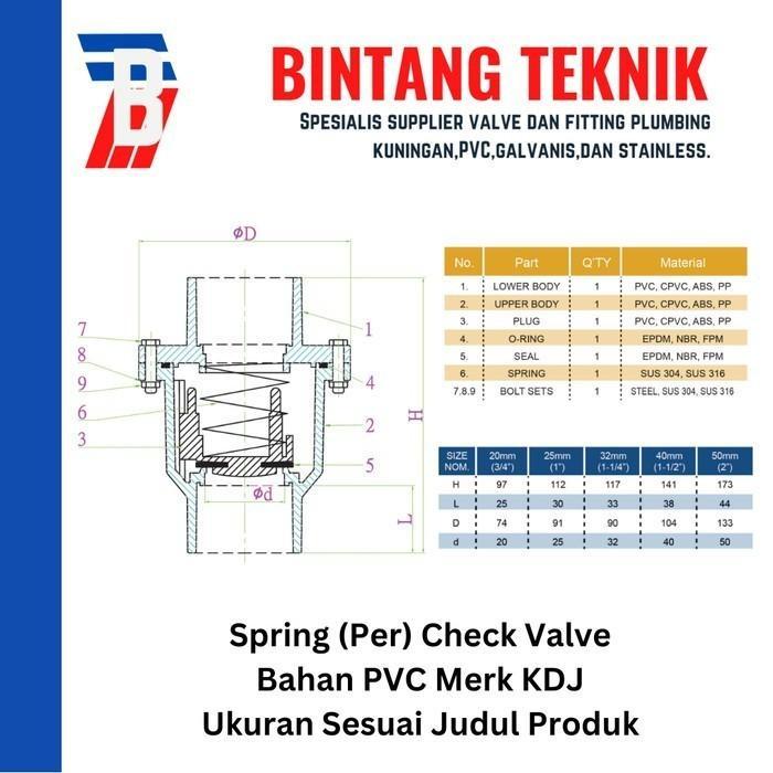 Spring Check Valve 2" inch PVC KDJ