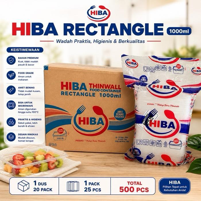 Ready Thinwall Hiba Rectangle 500,650,750,1000Ml,Tidak Mudah Pecah