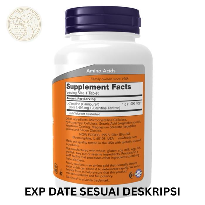 NOW L-Carnitine 1000mg 50 100 tablets