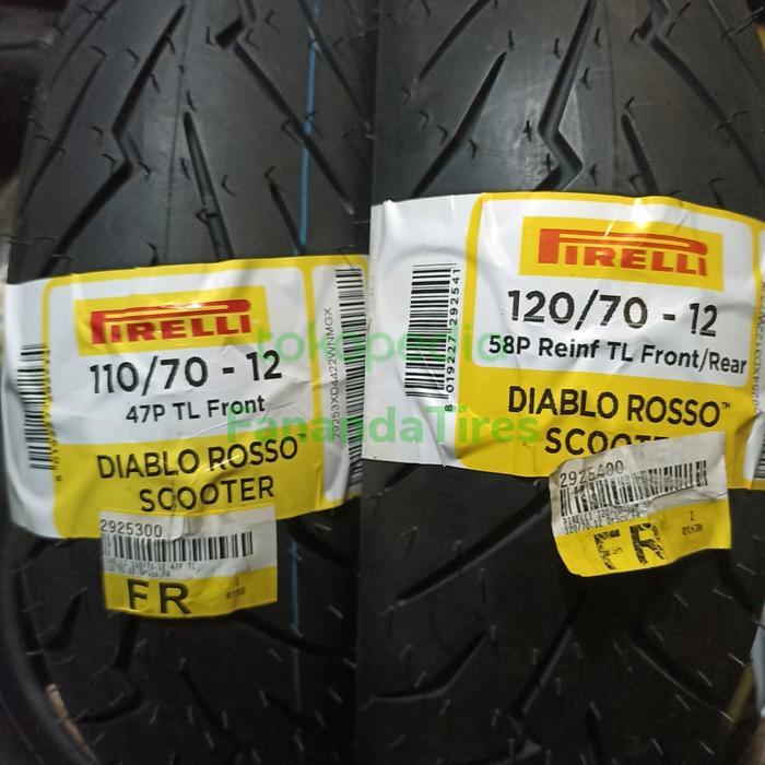 PAKET Ban motor PIRELLI DIABLO ROSSO SCOOTER 110/70 R 12 & 120/70 R 12