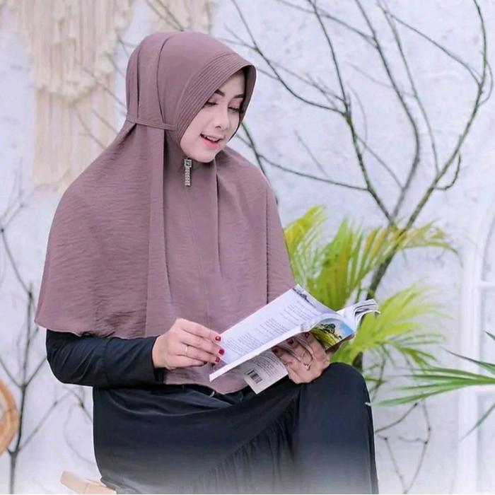 Hijab bergo pet tali crinkle/bergo instan/bergo Maryam pet tali crinkle/ Kerudung crinkle *