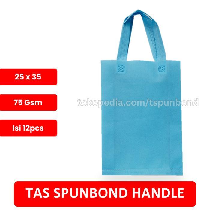 Tas Hls / Tas Handle Spunbond Ukuran 25X35 Lusinan - Warna Biru Muda Redy Stok