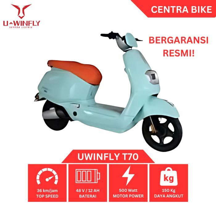 MOTOR LISTRIK TERBARU UWINFLY T70 GARANSI RESMI 100% ORI ELETRIC BIKE - Biru Muda