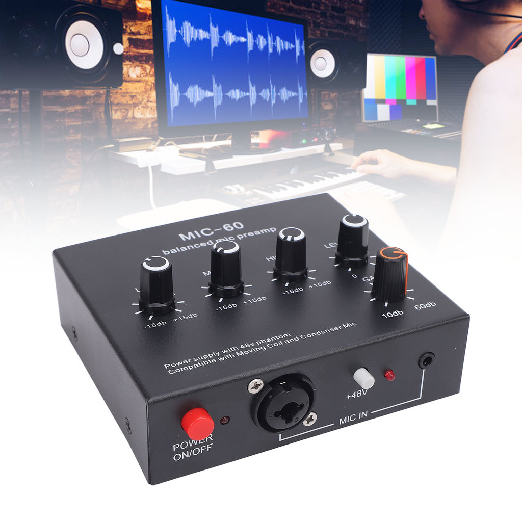 Zerro Microphones Booster Portable 3 Channel Input Enhance Sound Quality Balanced Microphone Preamp 