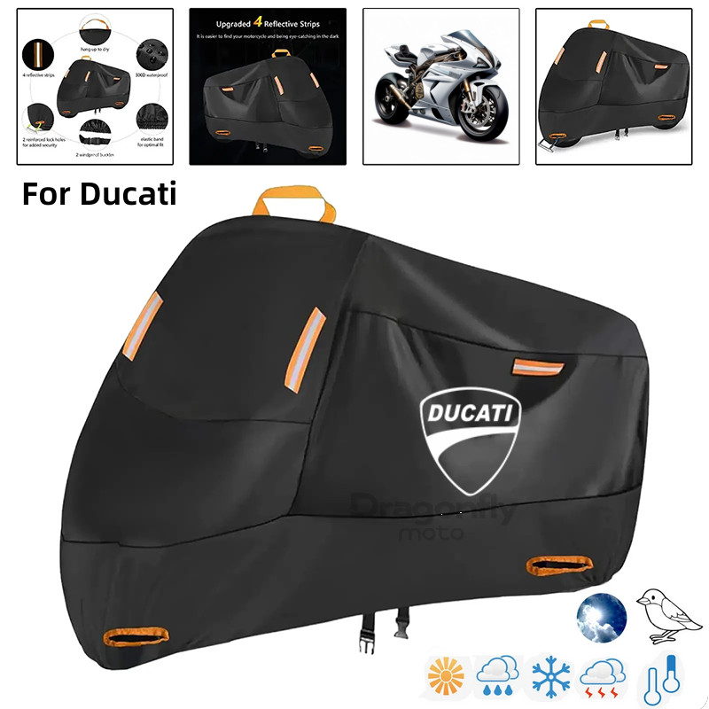Ducati Logo Motorcycle Cover Waterproof Outdoor Scooter UV Protector Rain Cover For Ducati