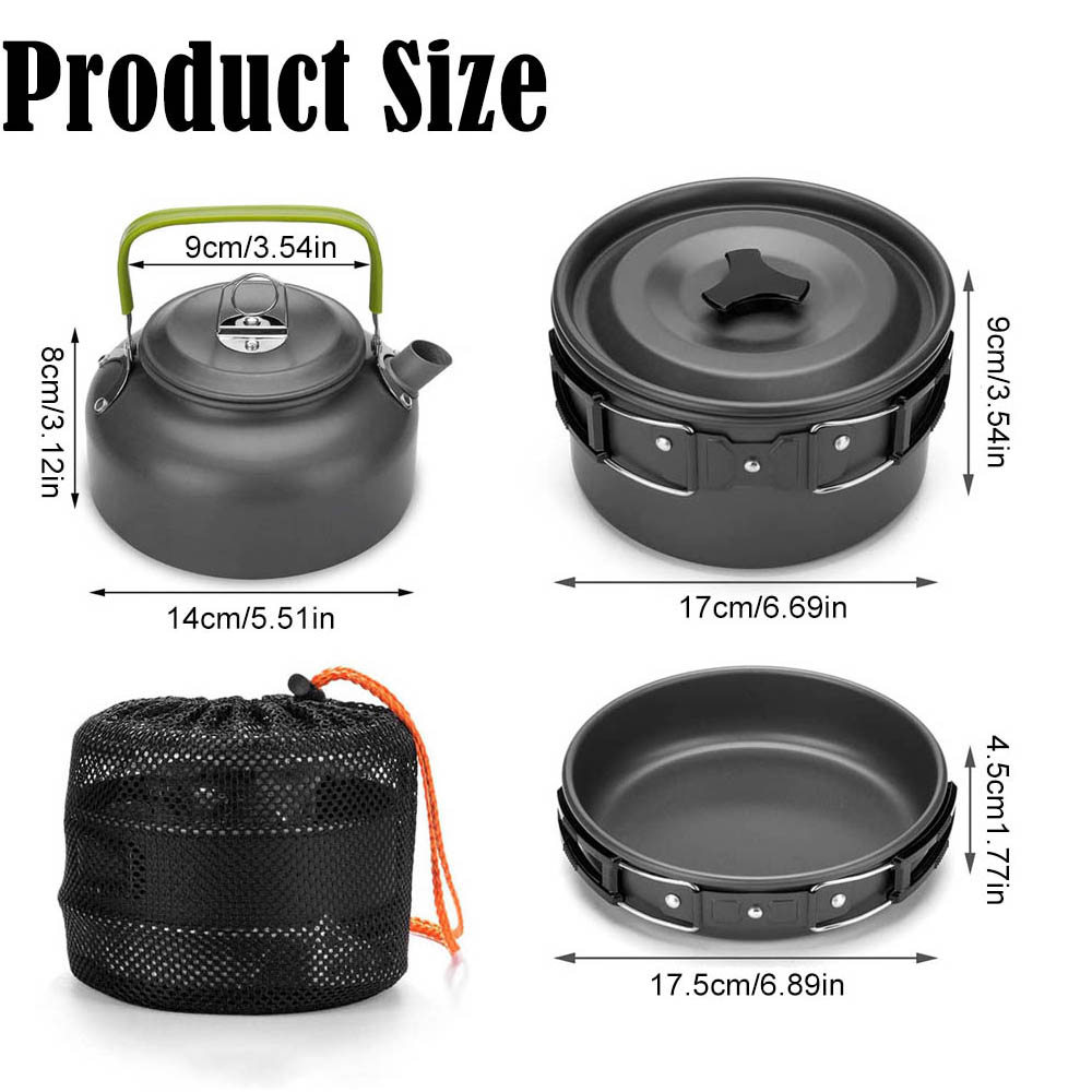 . Camping Cookware Set Outdoor Pot Cuptableware Kit Cooking Water -