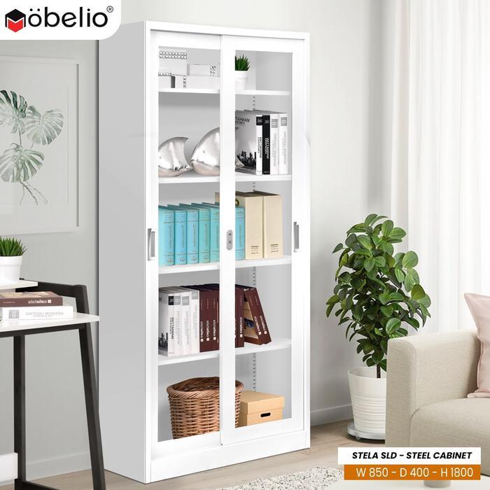` MOBELIO - Lemari Filling Kabinet Besi Kaca Elegan